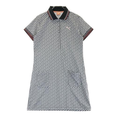 未使用✨プーマゴルフ【L】半袖ゴルフワンピース サラサラ吸湿速乾 薄手 PUMA GOLF プーマゴルフ 半袖ワンピース 総柄 ピンク系 サイズ