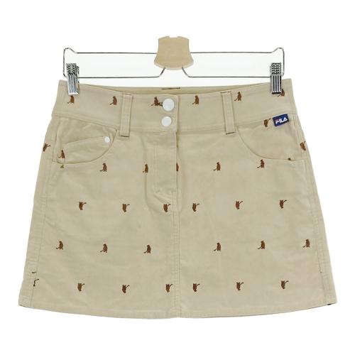 FILA コーデュロイ フレアスカート ベージュ FILA GOLF フィラゴルフ コーデュロイスカート 総柄 ベージュ系