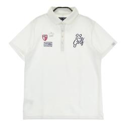 23区GOLF ニジュウサンクゴルフ デザイン ポロシャツ ゴルフ ウェア 半袖 23区GOLF ニジュウサンクゴルフ 半袖ポロシャツ 総柄 ブルー系 L