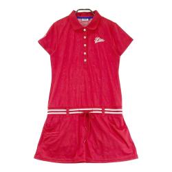 【フィラゴルフ】ゴルフ レトロ チェック柄 異素材 切り替え ワンピースL赤×白 FILA - 【フィラゴルフ】ゴルフ レトロ チェック柄 異素材