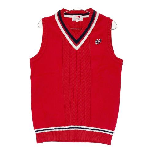 ADIDAS GOLF アディダスゴルフ Vネックニットベスト 千鳥柄 レッド系