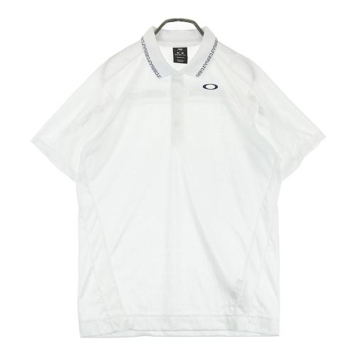 未使用級　オークリー　XL 半袖 ポロシャツ ボタンダウン　ストライプ　刺繍ロゴ OAKLEY オークリー 434390JP 半袖ポロシャツ ボタンダウン スカル 総柄