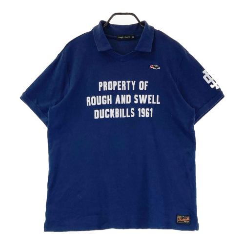 ROUGH&SWELL ラフアンドスウェル 半袖tシャツ ネイビー XL ROUGH&SWELL ラフアンドスウェル 半袖Tシャツ ロゴプリント