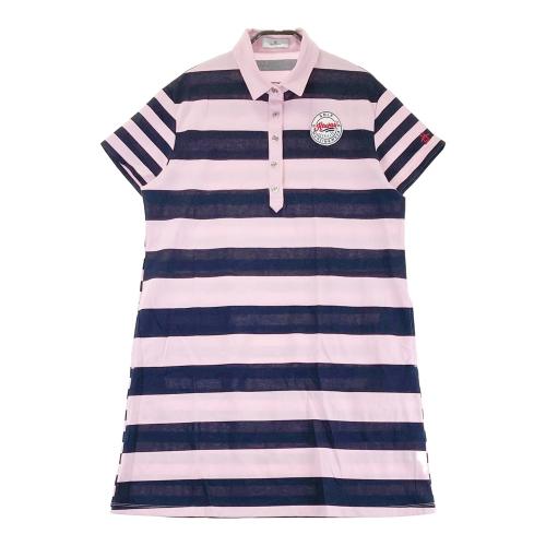 サイズ： MUNSING WEAR マンシングウェア  半袖ワンピース ワッペン ボーダー柄 ブラウン系 [240101441714] ゴルフウェア レディース ストスト MUNSING WEAR マンシングウェア 半袖ワンピース ワッペン