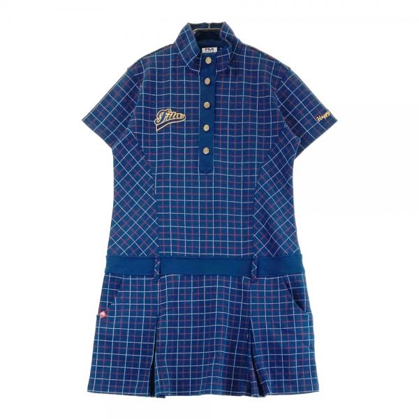 FILA GOLF フィラゴルフ 半袖ワンピース チェック柄 ネイビー系