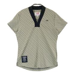 サイズ：1 MASTER BUNNY EDITION マスターバニーエディション 2023年モデル Vネック半袖Tシャツ 総柄 ブラウン系 [240101493794] ゴルフウェア レディース ストスト MASTER BUNNY EDITION マスターバニーエディション 2023年モデル
