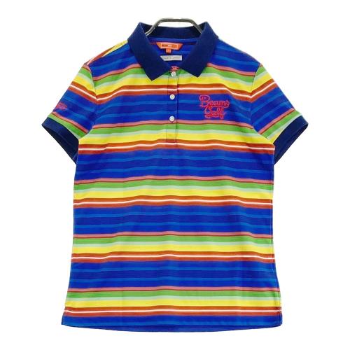 サイズ：M BEAMS GOLF ビームスゴルフ  ノースリーブポロシャツ ボーダー柄 レッド系 [240101414324] ゴルフウェア レディース ストスト BEAMS GOLF ビームスゴルフ ノースリーブ ポロシャツ ストライプ