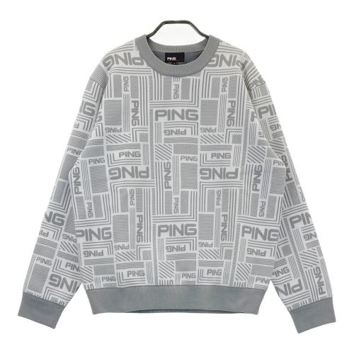 サイズ：M PING ピン 2023年モデル 裏地付き 長袖ニットセーター ロゴ総柄 ブラック系 [240101480654] ゴルフウェア メンズ ストスト PING ピン 2023年モデル 裏地付き 長袖ニットセーター ロゴ 総柄