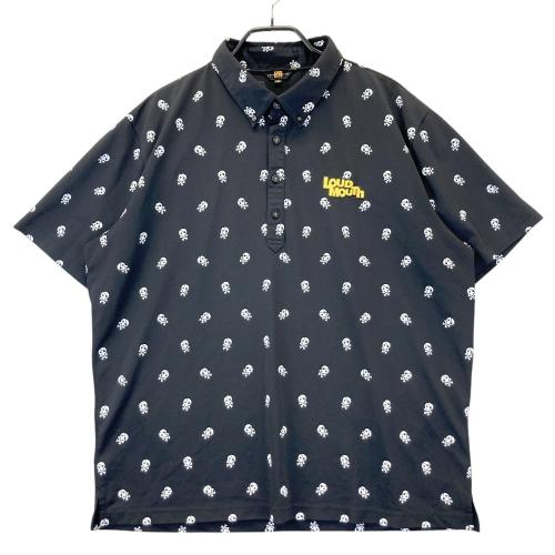 Loudmouth - ラウドマウス スカル柄 メンズ半袖ポロシャツ黒 LOUD MOUTH ラウドマウス 半袖ポロシャツ スカル 総柄 ブラック