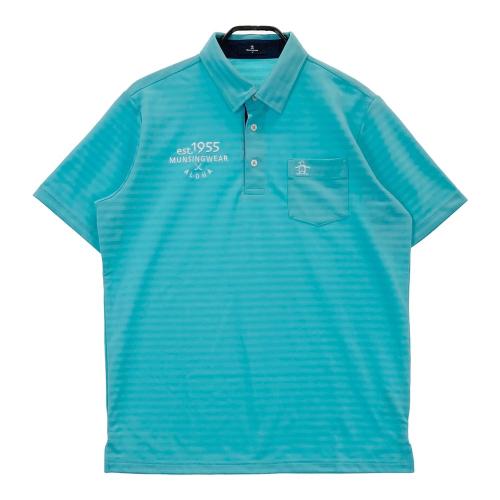 MUNSING WEAR マンシングウェア 半袖ポロシャツ 総柄 ブルー系 サイズ