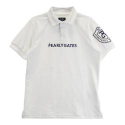 【中古】PEARLY GATES メンズ モックネック ブルー サイズ5 KAZEメッシュ半袖モックネックカットソー ＜ロゴボーダー柄