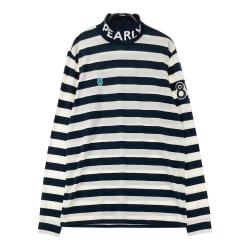 サイズ：6 PEARLY GATES パーリーゲイツ  Vネック長袖Tシャツ ボーダー柄 ネイビー系 [240101456807] ゴルフウェア メンズ ストスト PEARLY GATES(パーリーゲイツ) Tシャツ｜中古ゴルフウェア通販