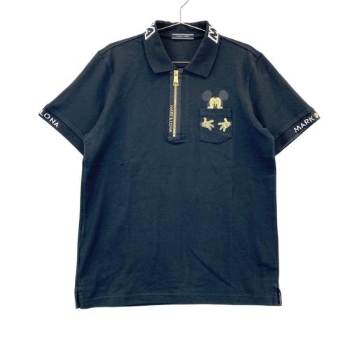 MARK & LONA ミッキーポロシャツ ブラック MARK&LONA マークアンドロナ ×Disney ハーフジップ 半袖