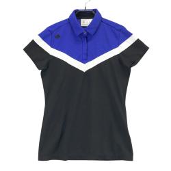 サイズ：M DESCENTE GOLF デサントゴルフ  半袖ポロシャツ  ブラック系 [240101502829] ゴルフウェア レディース ストスト DESCENTE GOLF デサントゴルフ 半袖ポロシャツ ブラック系 M