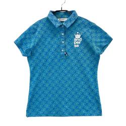 coco 中古 アンパスィ and per se レディース 半袖シャツ L 青系 ブルー ハーフジップ ストレッチ 薄手 中古 レディース アンパスィ and per se 半袖シャツ L 青系