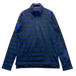 サイズ：3 DANCE WITH DRAGON ダンスウィズドラゴン  裏微起毛 ハーフジップ 長袖Tシャツ スパンコール ネイビー系 [240101434315] ゴルフウェア レディース ストスト DANCE WITH DRAGON ダンスウィズドラゴン 裏微起毛 ハーフジップ