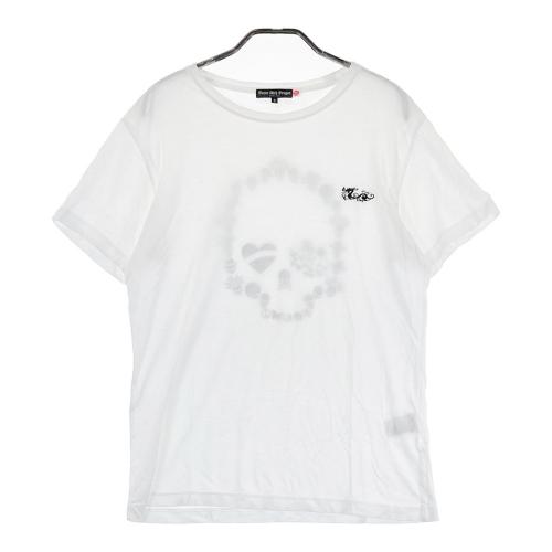 サイズ：2 DANCE WITH DRAGON ダンスウィズドラゴン  ハイネック 半袖Tシャツ ロゴ総柄 ホワイト系 [240101427503] ゴルフウェア レディース ストスト サイズ：2 DANCE WITH DRAGON ダンスウィズドラゴン ハイネック