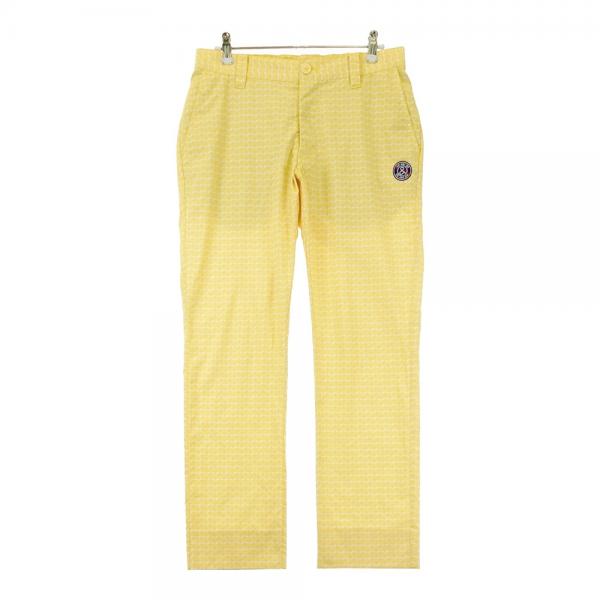 AND PER SE アンパスィ ストレッチ ロングパンツ 総柄 イエロー