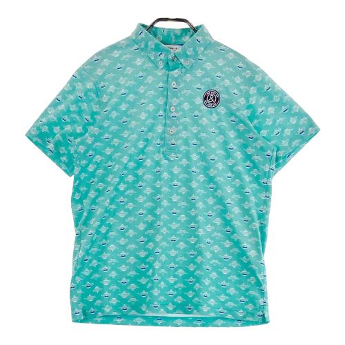 AND PER SE アンパスィ 半袖ポロシャツ ボタンダウン 総柄 グリーン系