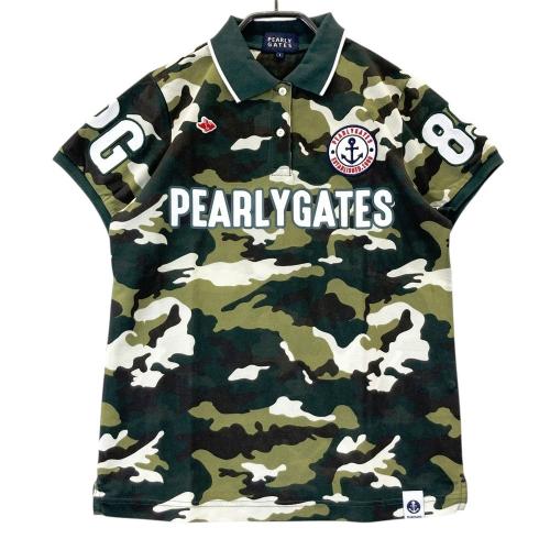 サイズ：0 PEARLY GATES パーリーゲイツ  モックネックノースリーブTシャツ カモフラ柄 カーキ系 [240101468024] ゴルフウェア レディース ストスト PEARLY GATES パーリーゲイツ モックネックノースリーブTシャツ