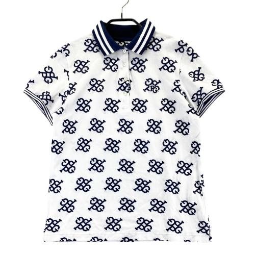 【未使用品】パーリーゲイツ ポロシャツ 半袖 ブラック ホワイト 総柄 サイズ4 PEARLY GATES パーリーゲイツ 半袖ポロシャツ 総柄 ホワイト系