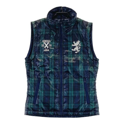 ADMIRAL アドミラル 裏ボア リバーシブルベスト チェック柄 グリーン系