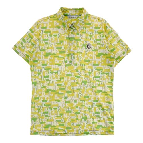 AND PER SE アンパスィ 半袖ポロシャツ ボタンダウン 総柄 グリーン系
