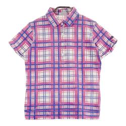 サイズ：M ADIDAS GOLF アディダスゴルフ JG1378 2025年モデル 襟付 切替 半袖Tシャツ 総柄 ピンク系 [240101475172] ゴルフウェア レディース ストスト サイズ：M ADIDAS GOLF アディダスゴルフ JG1378 2025年モデル
