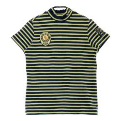 サイズ：1 PEARLY GATES パーリーゲイツ  ハイネック 半袖Tシャツ ボーダー柄 イエロー系 [240101479640] ゴルフウェア レディース ストスト PEARLY GATES パーリーゲイツ ハイネック半袖Tシャツ ボーダー柄