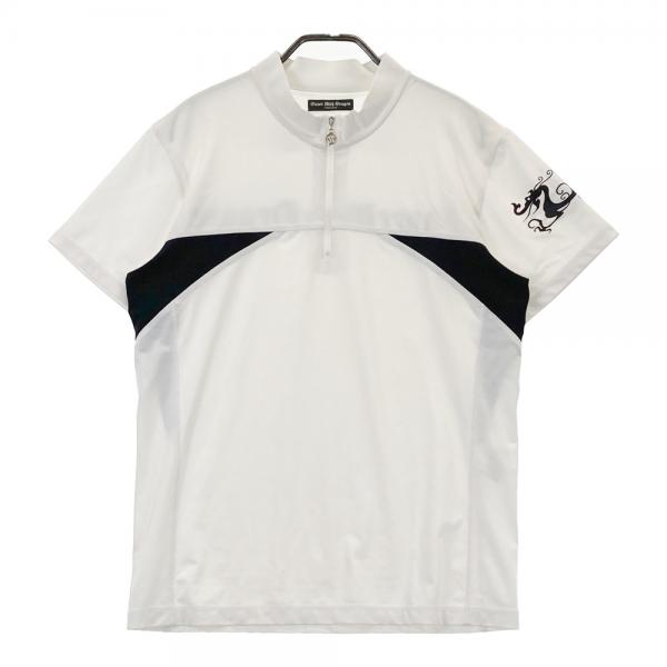 サイズ：3 DANCE WITH DRAGON ダンスウィズドラゴン  半袖ハーフジップTシャツ  ホワイト系 [240101416011] ゴルフウェア レディース ストスト DANCE WITH DRAGON ダンスウィズドラゴン ハーフジップ半袖T
