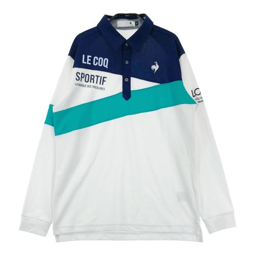LE COQ GOLF ルコックゴルフ 長袖ポロシャツ 総柄 ホワイト系 サイズ