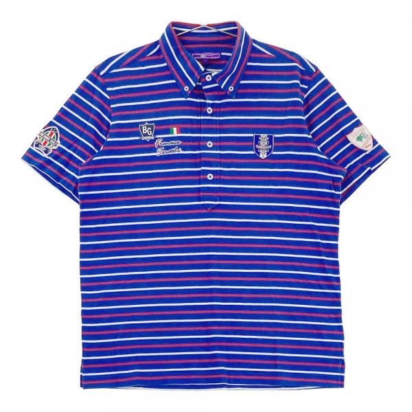 サイズ：L BEAMS GOLF ビームスゴルフ  半袖ポロシャツ マルチボーダー柄 ブルー系 [240101436733] ゴルフウェア レディース ストスト BEAMS GOLF ビームスゴルフ 半袖ポロシャツ ボーダー柄 ブルー系