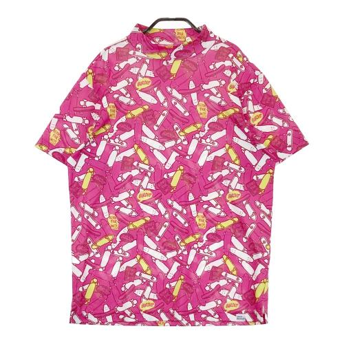 5サイズL ピンク メンズ モックネック 半袖 ジャックバニー ゴルフウエア 5サイズL ピンク メンズ モックネック 半袖 ジャックバニー