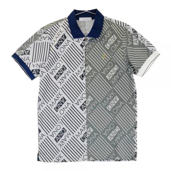 MARK&LONA マークアンドロナ 半袖ポロシャツ 総柄 グレー系