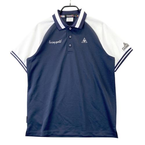 サイズ：S LE COQ GOLF ルコックゴルフ 2024年モデル 半袖ポロシャツ プリント  ネイビー系 [240101448048] ゴルフウェア レディース ストスト LE COQ GOLF ルコックゴルフ 2024年モデル 半袖ポロシャツ ロゴ
