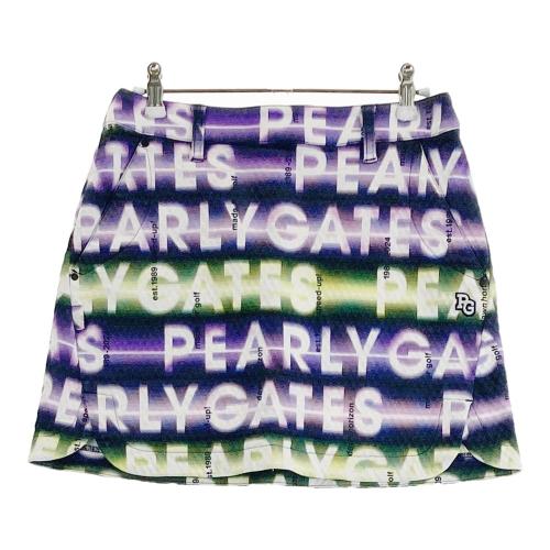 サイズ：00 PEARLY GATES パーリーゲイツ 2024年モデル 切替 スカート クラブ ロゴ総柄 ホワイト系 [240101410263] ゴルフウェア レディース ストスト サイズ：00 PEARLY GATES パーリーゲイツ 2024年モデル 切替