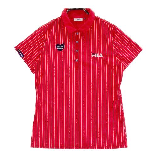 FILA ストライプ柄 半袖ワンピースS FILA GOLF フィラゴルフ ハーフジップ半袖ワンピース ストライプ
