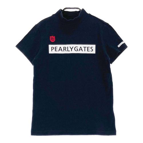 【PGG】サイズ1 PEARLY GATES ハイネック 半袖Tシャツ ブラック PEARLY GATES パーリーゲイツ ハイネック半袖Tシャツ ネイビー系