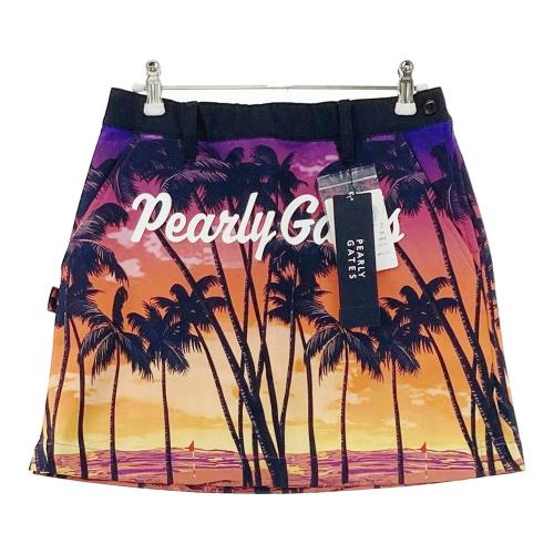 サイズ：0 PEARLY GATES パーリーゲイツ 2023年モデル 半袖Tシャツ ロゴプリント ヤシの木  パープル系 [240101450201] ゴルフウェア レディース ストスト PEARLY GATES パーリーゲイツ 2023年モデル 半袖Tシャツ ロゴ