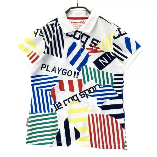 LE COQ GOLF ルコックゴルフ 半袖ポロシャツ 総柄 ホワイト系