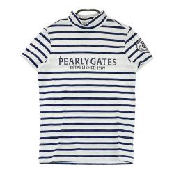 サイズ：2 PEARLY GATES パーリーゲイツ  ハイネック 長袖Tシャツ ボーダー柄 ブラック系 [240101447357] ゴルフウェア レディース ストスト PEARLY GATES パーリーゲイツ ハイネック 長袖Tシャツ ボーダー