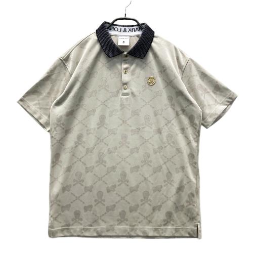 MARK&LONA マークアンドロナ 半袖ポロシャツ スカル 総柄 グレー系