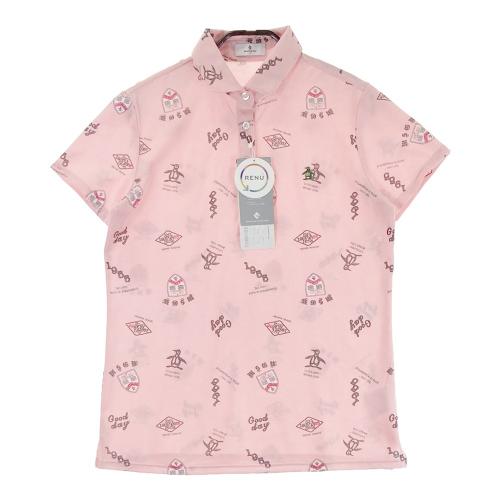 MUNSING WEAR マンシングウェア 半袖ポロシャツ 総柄 ピンク系