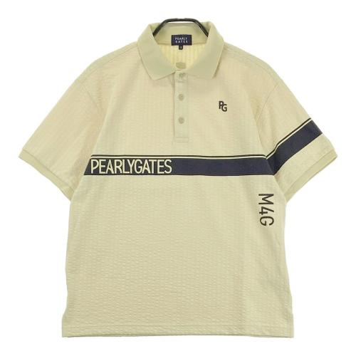新品 パーリーゲイツ 半袖 シアサッカー ポロシャツ 5 (L) ホワイト ロゴ PEARLY GATES ポロシャツ 「PEARLY GATES」Pe格子サッカー半袖