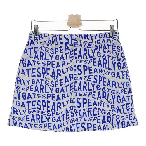 PEARLY GATES 総柄ブルー系ゴルフウェア レディース スカートサイズ1 PEARLY GATES パーリーゲイツ ストレッチスカート ペインティング 総柄
