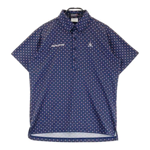 LE COQ GOLF ルコックゴルフ ボタンダウン 半袖ポロシャツ 総柄