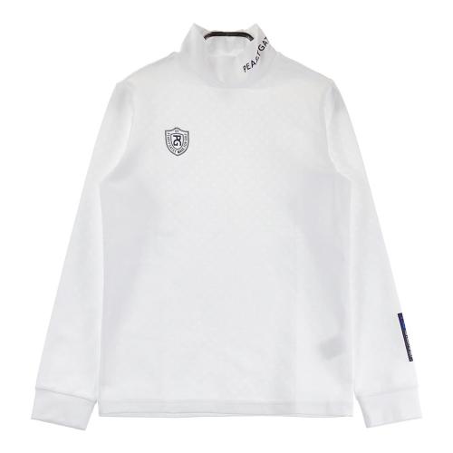 サイズ：3 PEARLY GATES パーリーゲイツ  ハイネック 長袖インナーTシャツ ロゴ 総柄 ホワイト系 [240101489991] ゴルフウェア メンズ ストスト PEARLY GATES パーリーゲイツ ハイネック 長袖インナーTシャツ