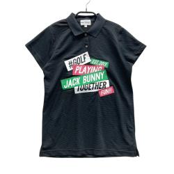 サイズ：2 JACK BUNNY ジャックバニー  半袖ポロシャツ ロゴ総柄 グレー系 [240101481143] ゴルフウェア レディース ストスト JACK BUNNY(ジャックバニー) ポロシャツ｜中古ゴルフウェア通販