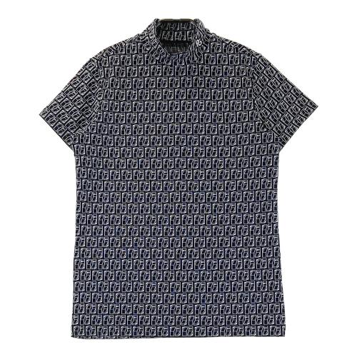 サイズ：2 PEARLY GATES パーリーゲイツ 2025年モデル モックネック半袖Tシャツ メッシュ  ネイビー系 [240101492347] ゴルフウェア レディース ストスト ベア疑似メッシュ半袖モックネックカットソー | PEARLY GATES