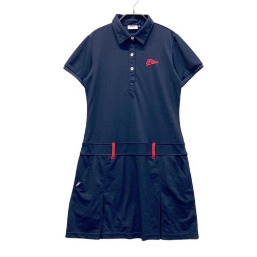 FILA GOLF フィラゴルフ 半袖ポロ ワンピース ボーダー柄 ネイビー系